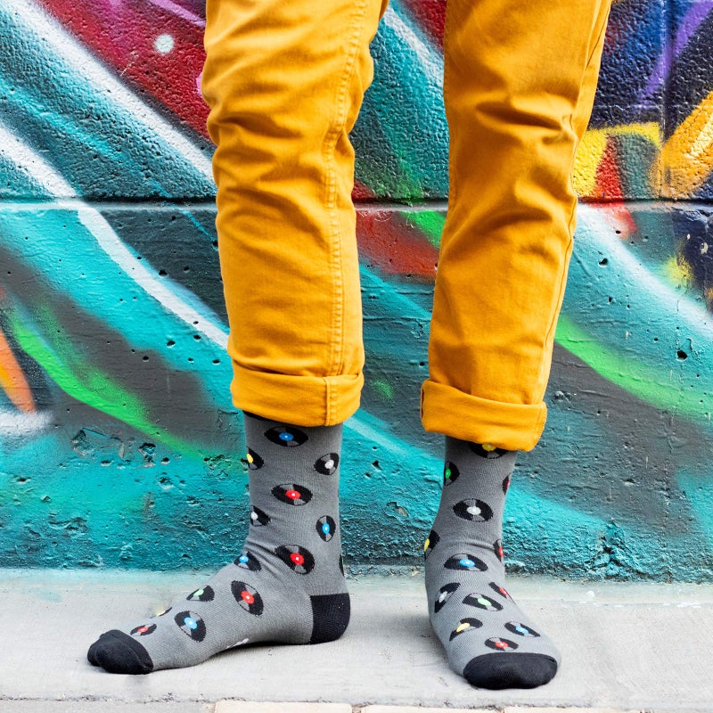 Lavley - Nerd Socks - Funny Gifts for Book Lovers, Music Lovers, Men and Women (US, Alpha, One Size, Regular, Regular, Vinyl) - Image 3